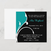 Invitation d'anniversaire moderne Black and Aquama (Devant / Derrière)