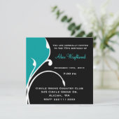 Invitation d'anniversaire moderne Black and Aquama (Debout devant)