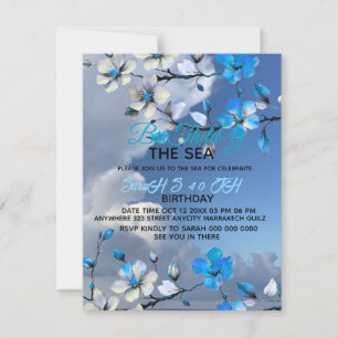 Invitation d'anniversaire moderne bleu ciel et bla