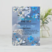 Invitation d'anniversaire moderne bleu ciel et bla (Debout devant)