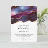 Invitation d'anniversaire moderne Bleu & Violet Es (Debout devant)