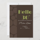 Invitation d'anniversaire moderne Brown et vert (Devant)
