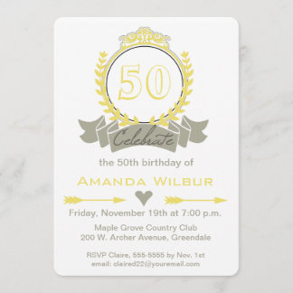 Invitation d'anniversaire moderne Chevron Yellow G