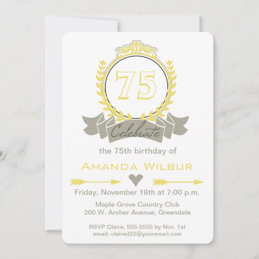 Invitation d'anniversaire moderne Chevron Yellow G (Devant)