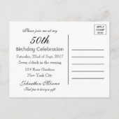 Invitation d'anniversaire moderne chic noir et bla (Dos)