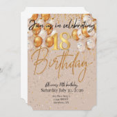 Invitation d'anniversaire moderne en beige et or (Devant / Derrière)