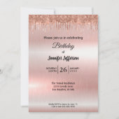 Invitation d'anniversaire moderne en or rose (Devant)