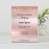 Invitation d'anniversaire moderne en or rose (Debout devant)