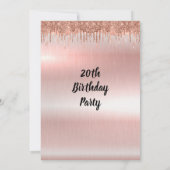 Invitation d'anniversaire moderne en or rose (Dos)