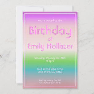 Invitation d'anniversaire moderne Ombre coloré