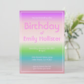 Invitation d'anniversaire moderne | Ombre coloré (Debout devant)