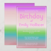 Invitation d'anniversaire moderne | Ombre coloré (Devant / Derrière)