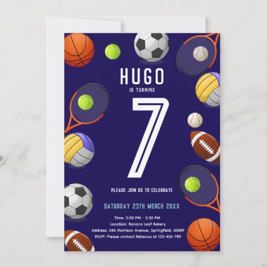 Invitation d'anniversaire moderne pour garçons en (Devant)