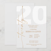 Invitation d'anniversaire moderne pour les 20 ans (Devant / Derrière)
