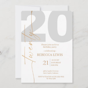 Invitation d'anniversaire moderne pour les 20 ans