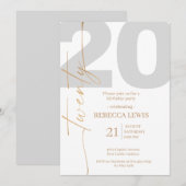 Invitation d'anniversaire moderne pour les 20 ans (Devant / Derrière)