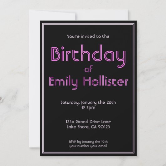 Invitation d'anniversaire moderne | Rose et blanc  (Devant)