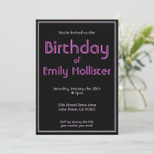 Invitation d'anniversaire moderne | Rose et blanc  (Debout devant)