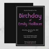 Invitation d'anniversaire moderne | Rose et blanc  (Devant / Derrière)