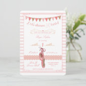 Invitation d'anniversaire moderne rose et or Balle (Debout devant)