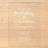 Invitation d'anniversaire moderne simple transpare (Recto)