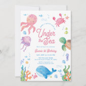 Invitation d'anniversaire moderne sous la mer pour (Devant)
