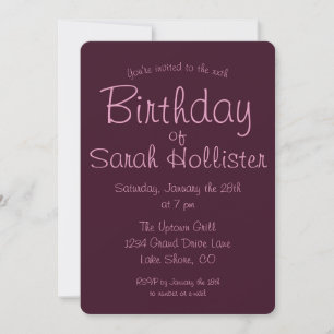 Invitation d'anniversaire moderne TOUS ÂGES   Rose