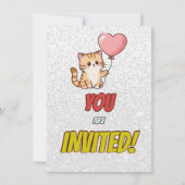Invitation d'anniversaire modifiable à thème chat (Dos)