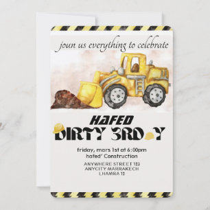 Invitation d'anniversaire modifiable Construction