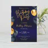 Invitation d'anniversaire modifiable en bleu et en (Debout devant)