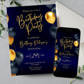 Invitation d'anniversaire modifiable en bleu et en