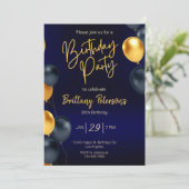 Invitation d'anniversaire modifiable en bleu et en (Debout devant)