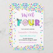 Invitation d'anniversaire modifiable fille 4 ans (Devant / Derrière)