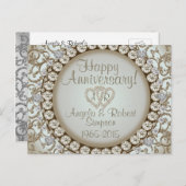 Invitation d'anniversaire | Monogramme de cœur dor (Devant / Derrière)