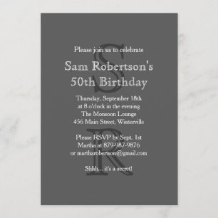 Invitation d'anniversaire monogramme moderne (gris