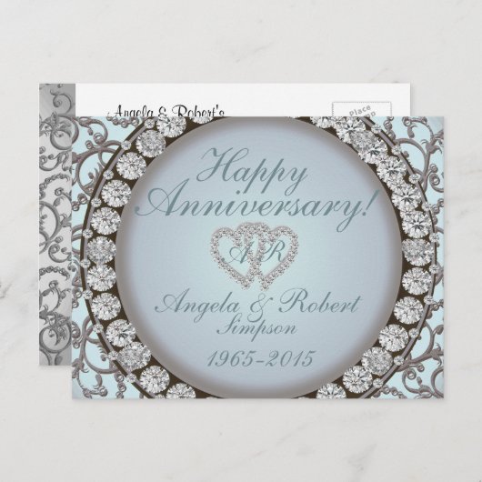 Invitation d'anniversaire | Monogramme sarcelle (Devant / Derrière)