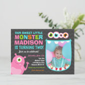Invitation d'anniversaire Monster Pink Monster Par (Debout devant)