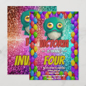 Invitation d'anniversaire Monster pour enfants (Devant / Derrière)