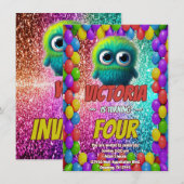 Invitation d'anniversaire Monster pour enfants (Devant / Derrière)