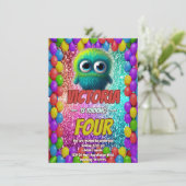 Invitation d'anniversaire Monster pour enfants (Debout devant)