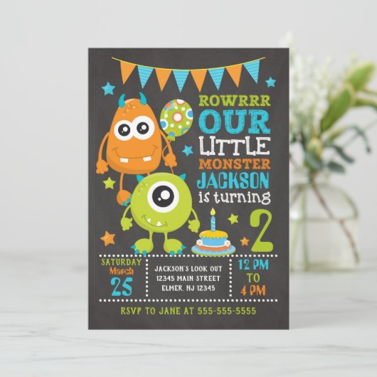 Invitation d'anniversaire Monster / Tout âge (Debout devant)