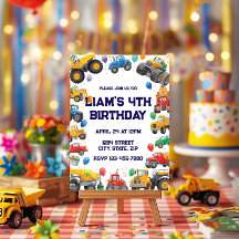 Invitation d'anniversaire Monster Truck Aquarelle 