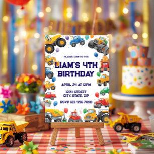 Invitation d'anniversaire Monster Truck Aquarelle 