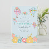 Invitation d'anniversaire montgolfière mignonne (Debout devant)