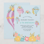 Invitation d'anniversaire montgolfière mignonne (Devant / Derrière)
