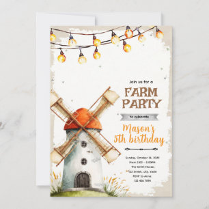 Invitation d'anniversaire Moulin à vent