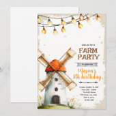 Invitation d'anniversaire Moulin à vent (Devant / Derrière)