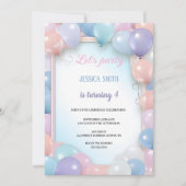 invitation d'anniversaire multicolore avec ballons (Devant)