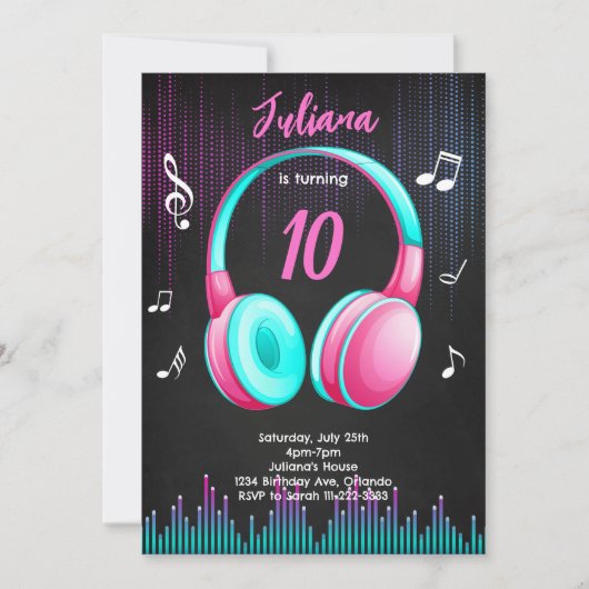 Invitation d'anniversaire musicale (Devant)