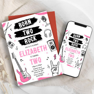 Invitation d'anniversaire musique punk rock et rol